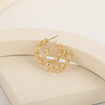 Exaggerated Metal Chain Open Hoop Earrings
