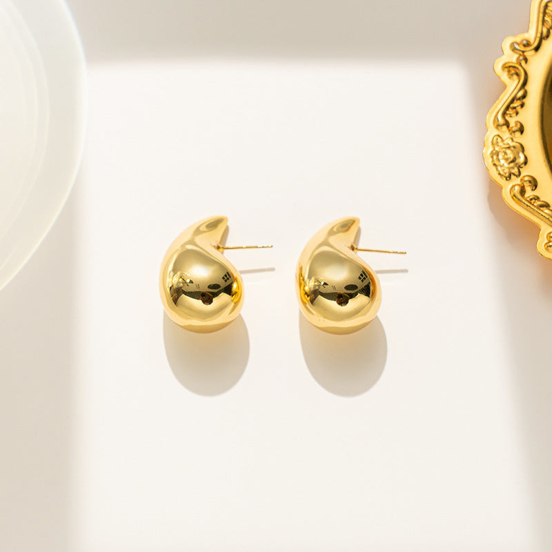 Brincos de lágrima vazados de titânio banhados a ouro 18K modernos 