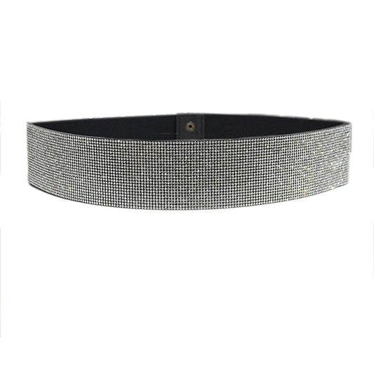 Rhinestone inlaid elastic elastic belt