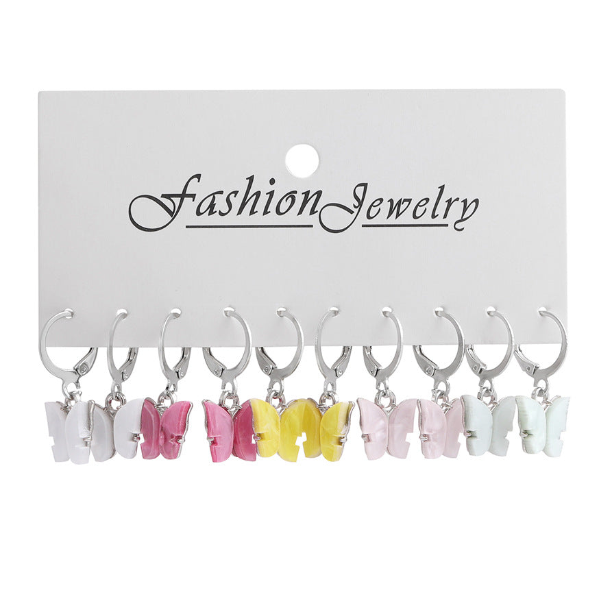 Colorful butterfly earrings set 5 pieces