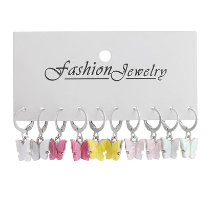 Colorful butterfly earrings set 5 pieces