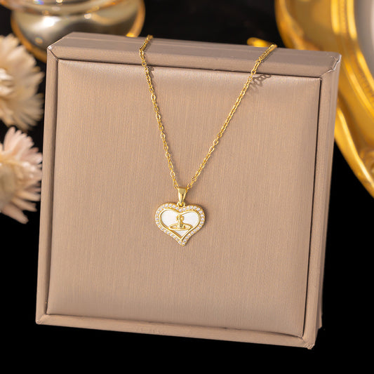 Women's Gold-Plated Titanium Steel Zircon Fringe Collarbone Necklace