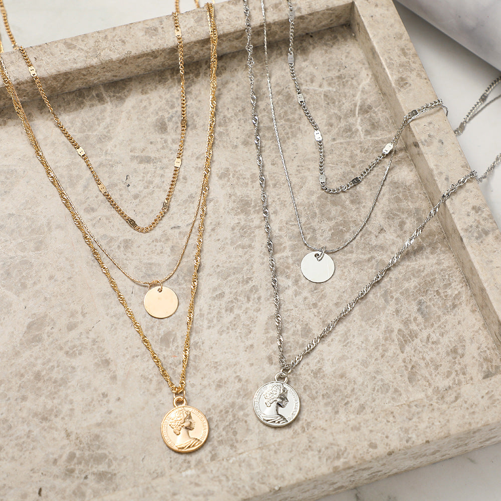 Multi-Layer Disc Pendant Necklace