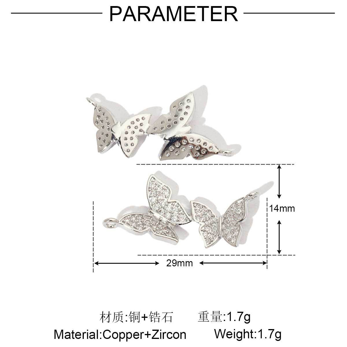 18k gold butterfly star copper zircon pendant.