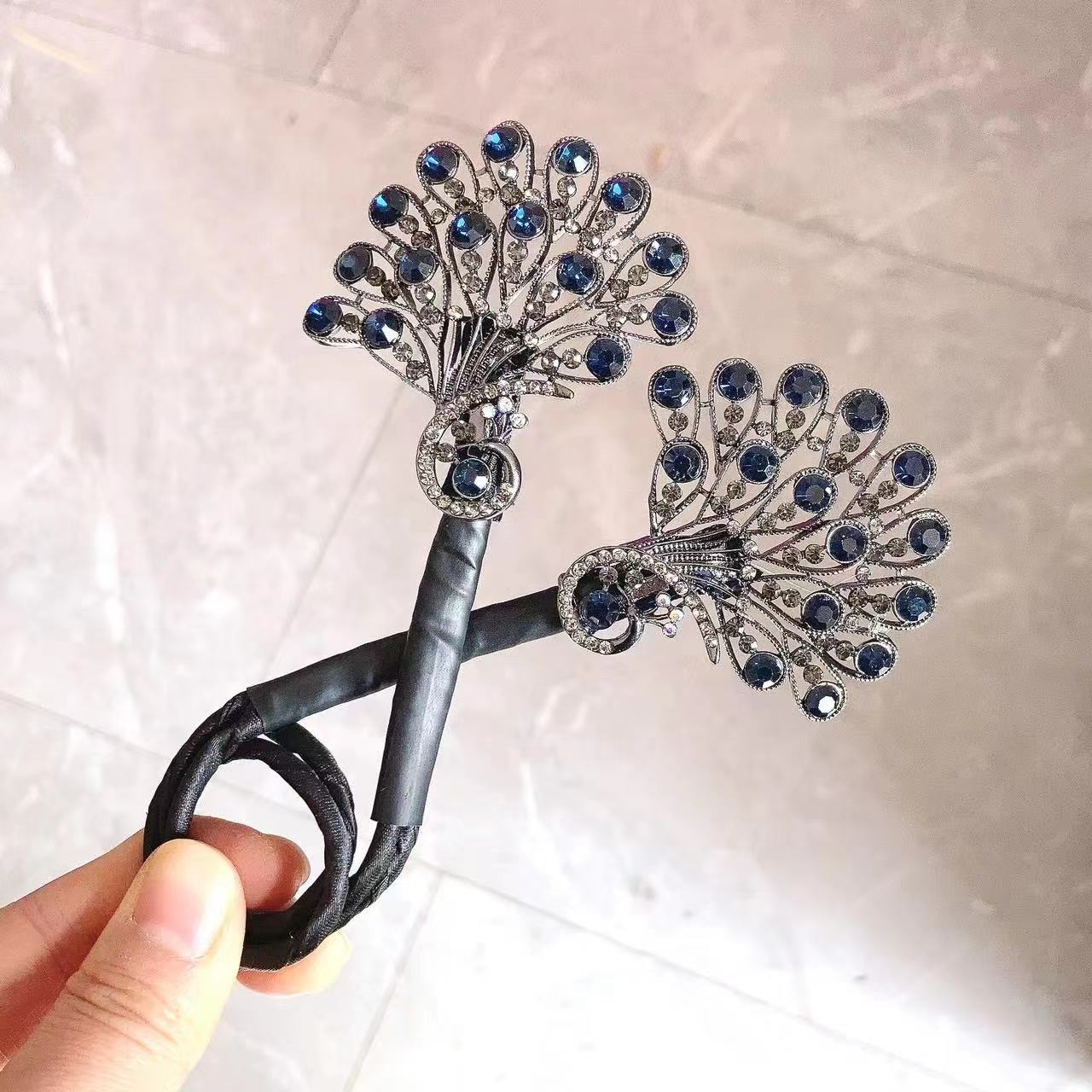 Vintage Peacock Hairpin Girl