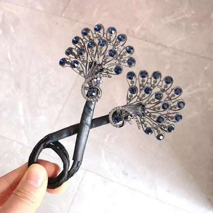 Vintage Peacock Hairpin Girl