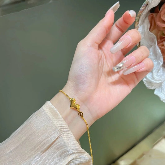 Women's 18K Gold Titanium Steel 3D "e" Love Bracelet