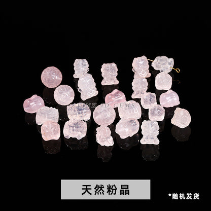 Crystal silver obsidian Hetian jade carving loose beads