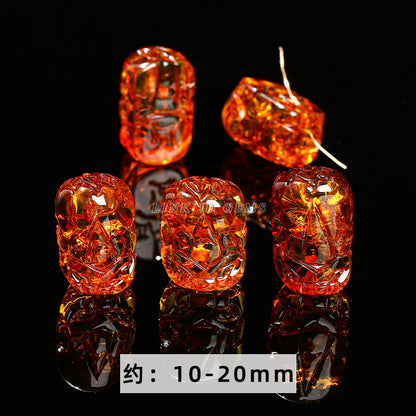 8 * 12 Natural Amber Beeswax Pixiu Through Hole Loose Beads