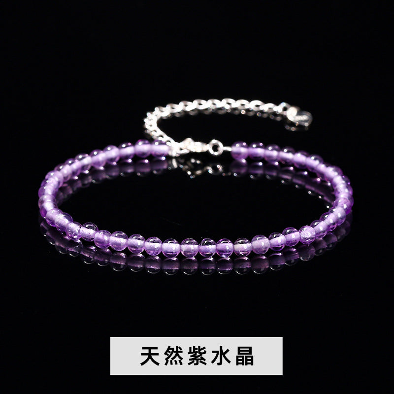 3Mm natural stone crystal agate round bead extremely fine bracelet