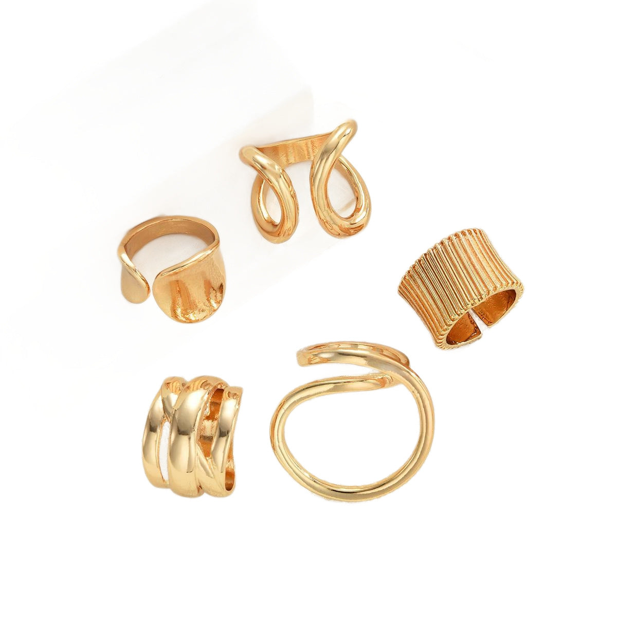 Geometric Hollow Waterdrop Ring Set