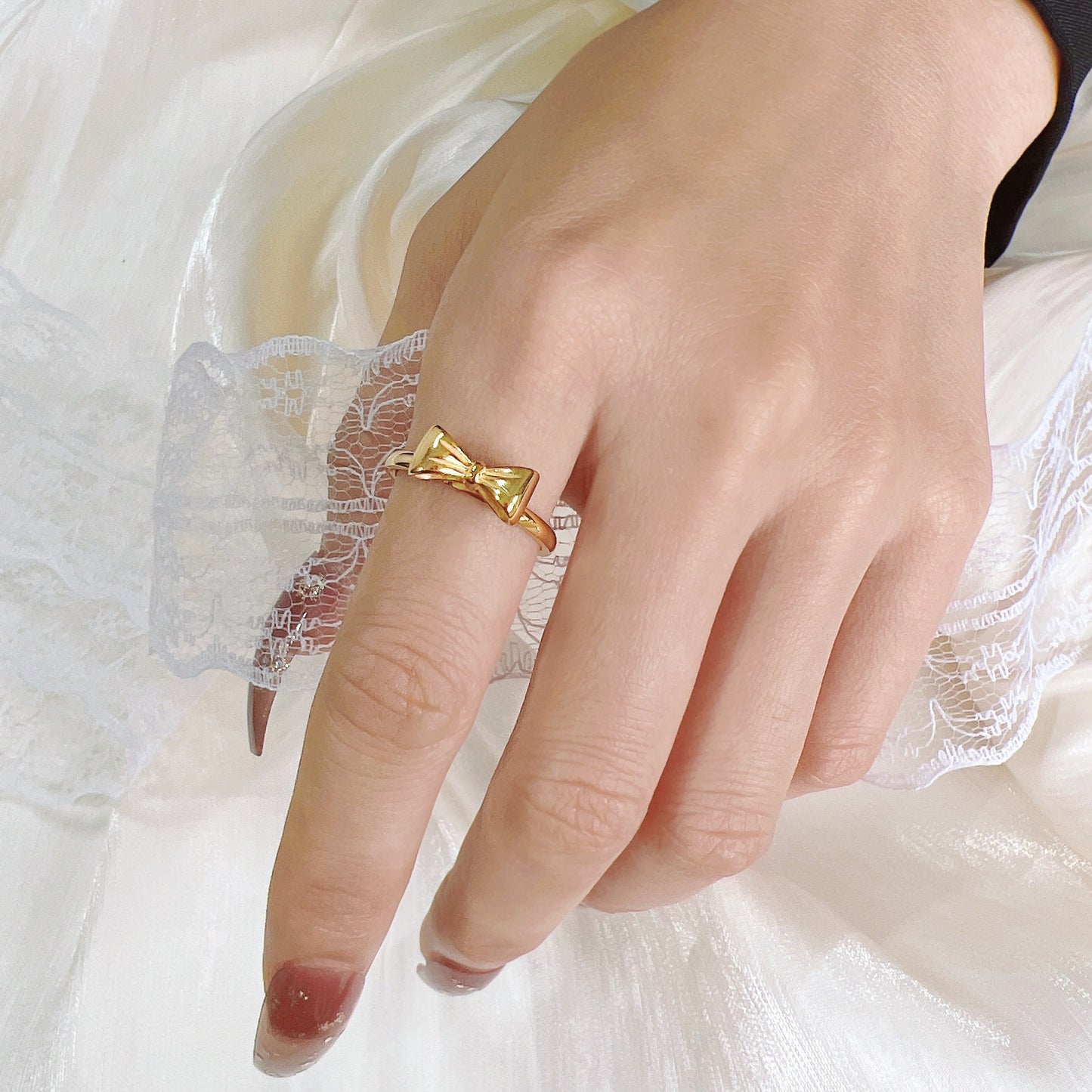 Titanium Steel Princess Bow Ring