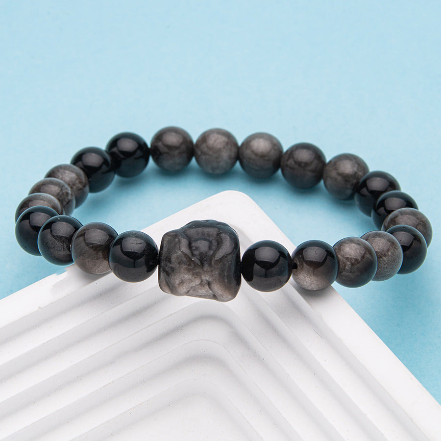 Pulseira Leão Cristal Prata Diamante 