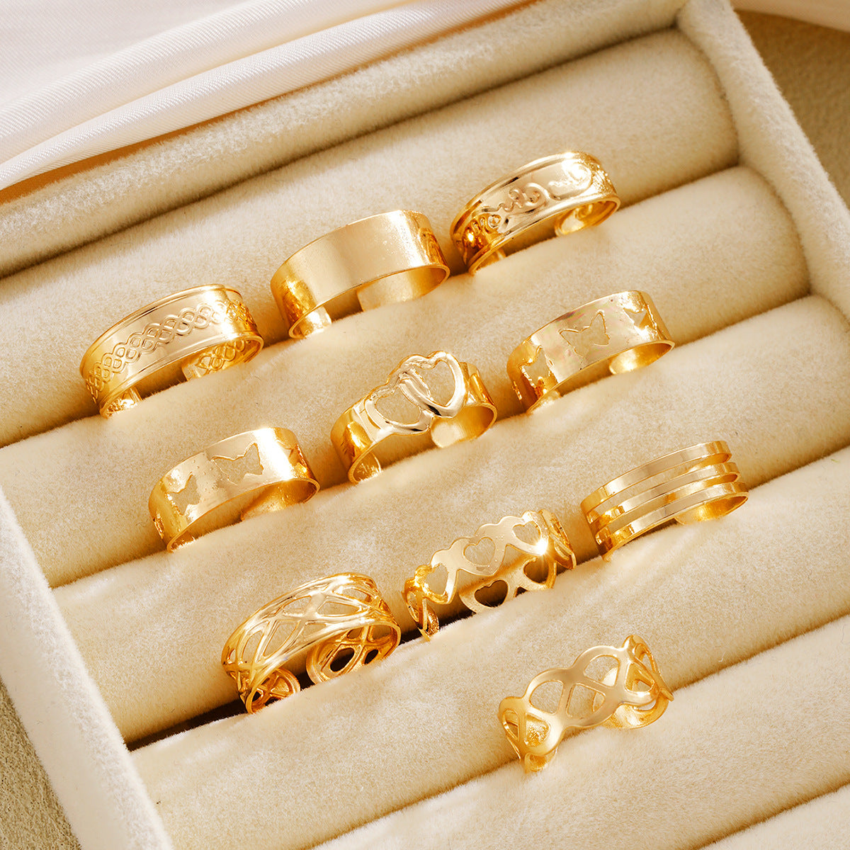 10-Piece Butterfly & Heart Anklet Set