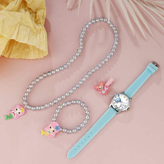 Animal Dial Round Quartz Watch Jewelry Set