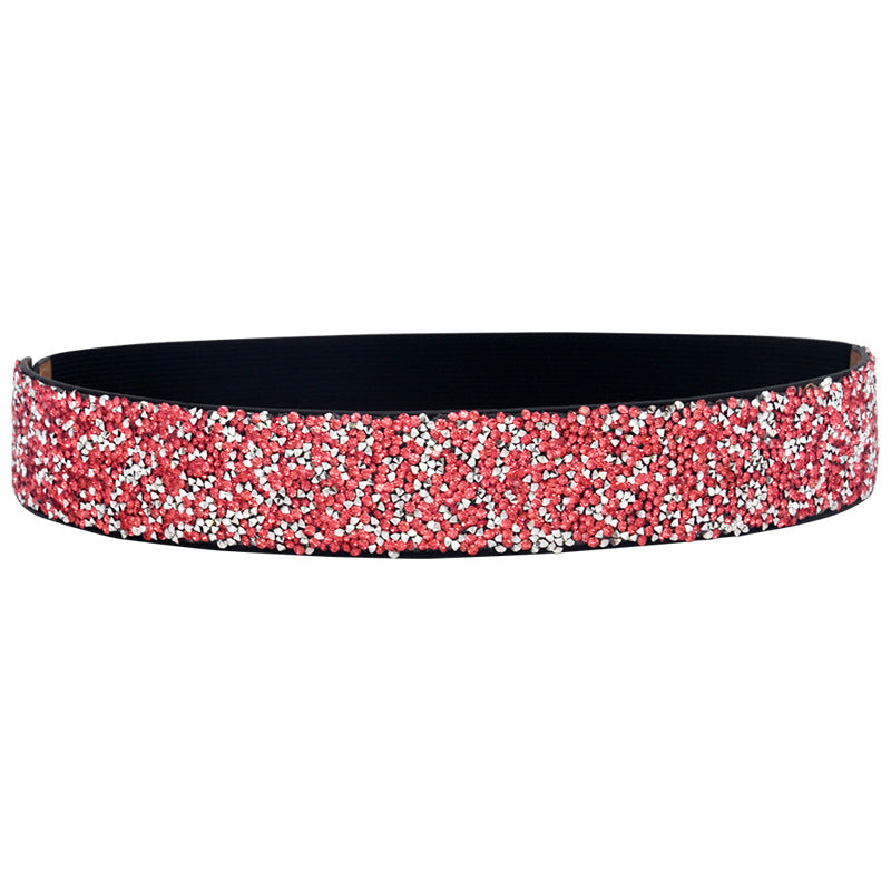 Handmade rhinestone inlaid elastic waist seal