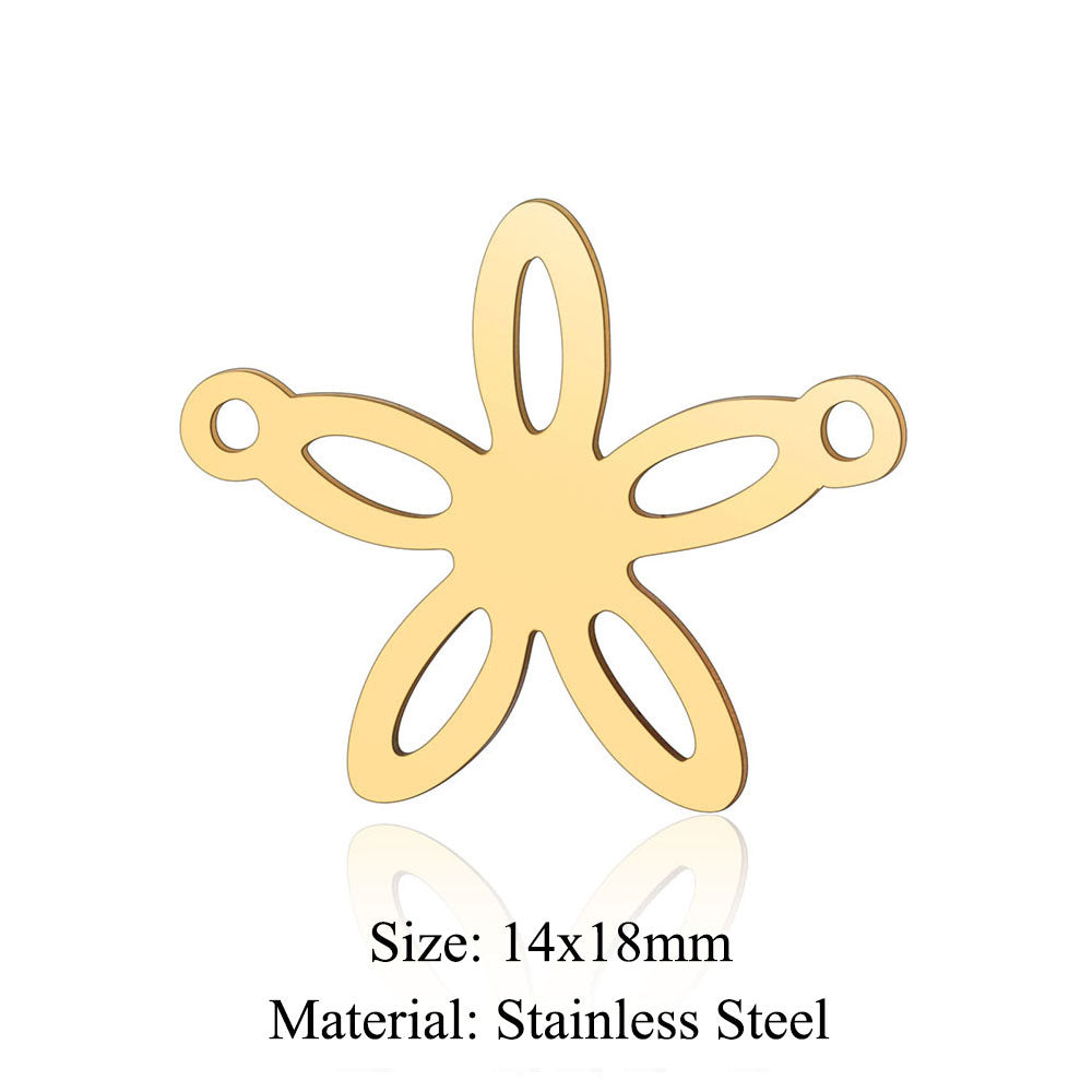 Colgante de acero de titanio con forma de flor y hoja, 5 unidades por bolsa 