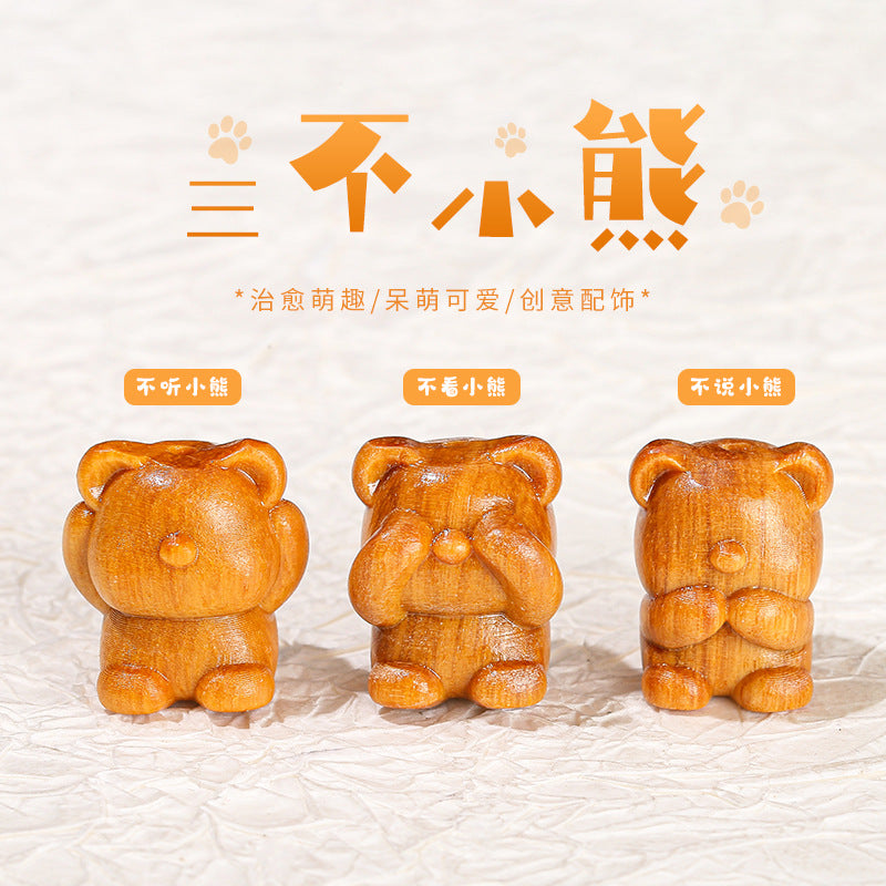 Barbie sandalwood pet bear wooden pendant