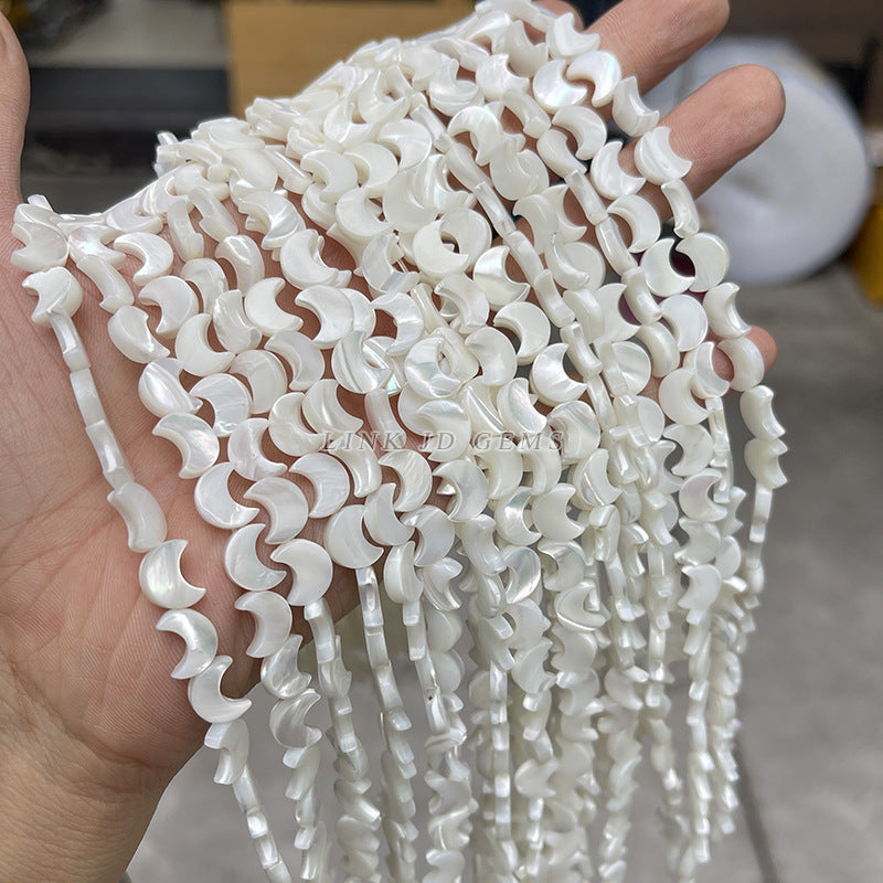 8 * 10 Natural White Shell Beads Moon Shaped Loose Beads