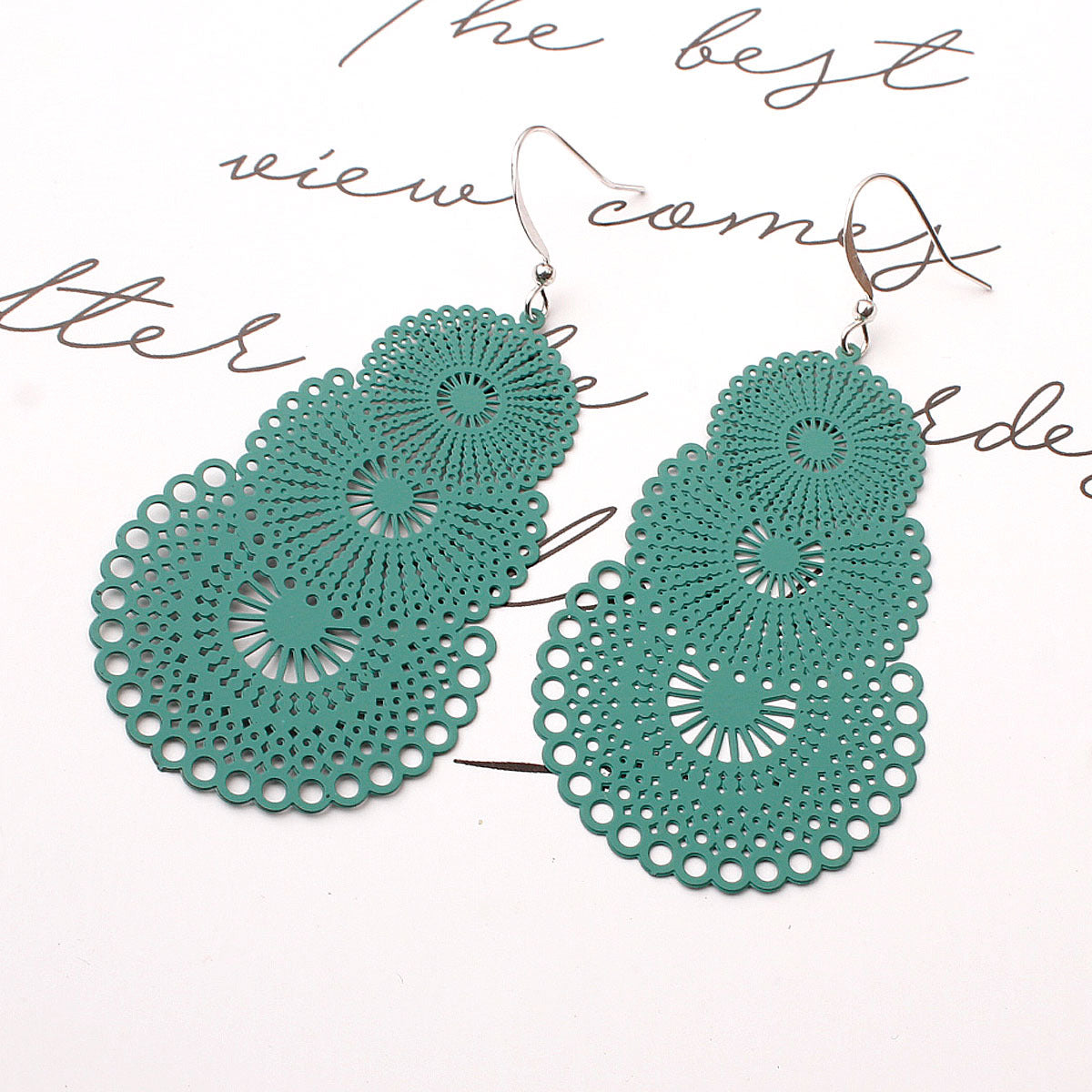 925 Silver Needle Flower Candy Colored Earrings