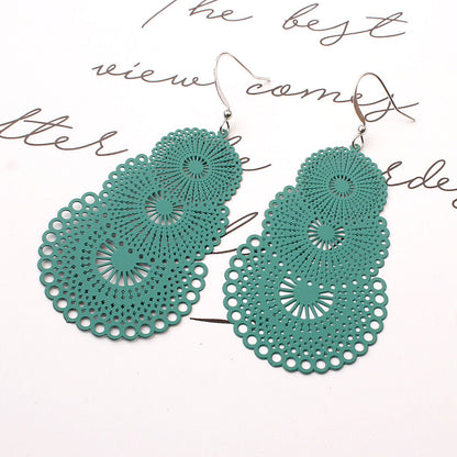 925 Silver Needle Flower Candy Colored Earrings