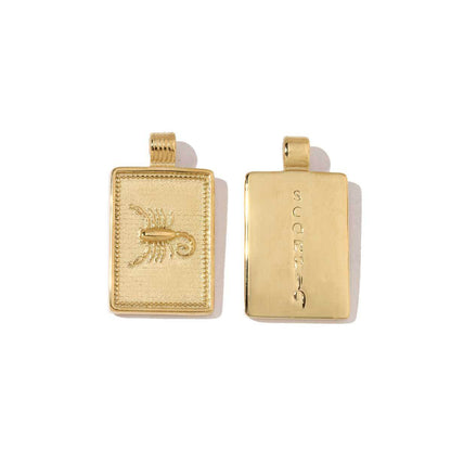 18k real gold twelve constellations necklace pendant stainless steel