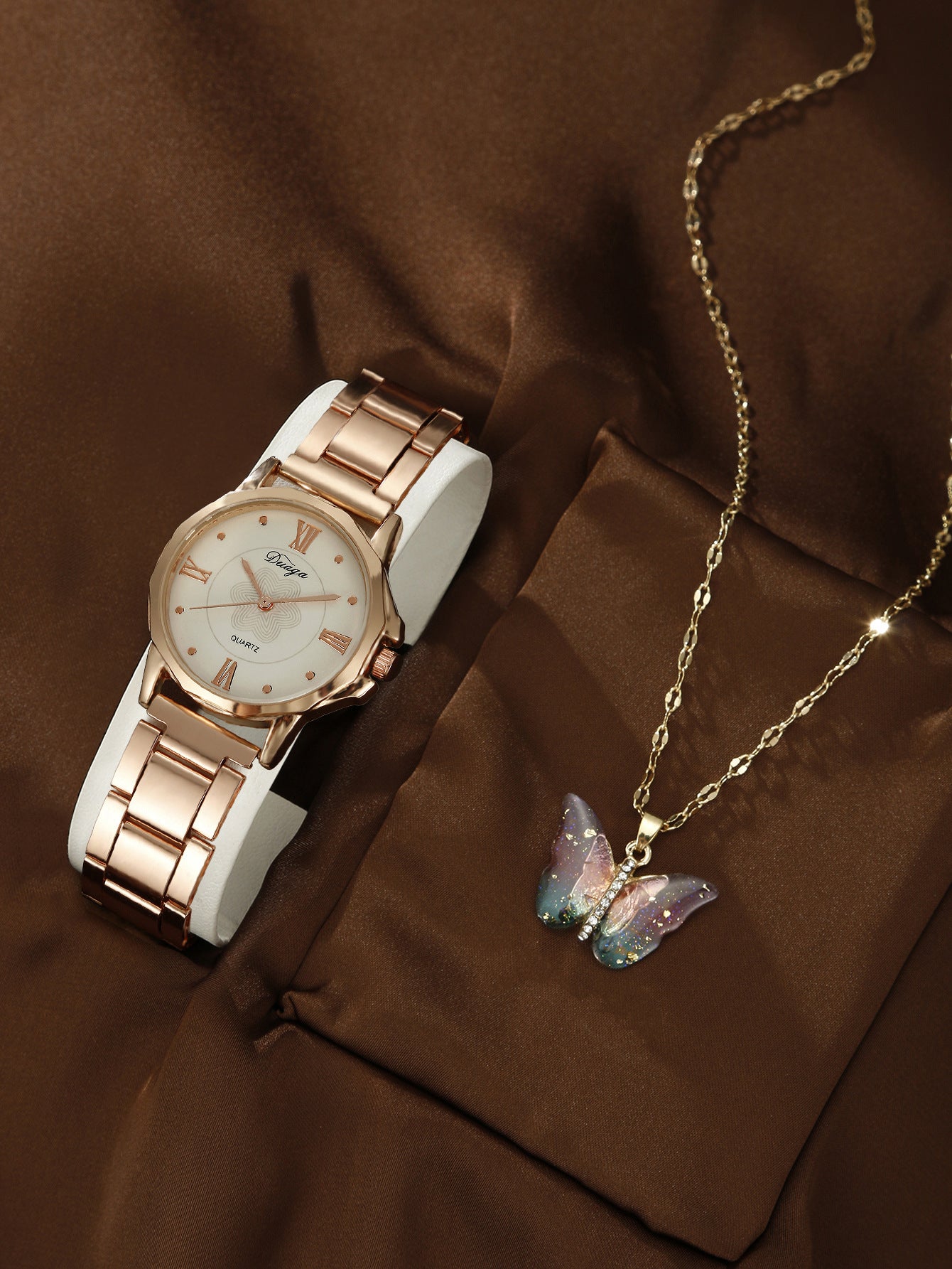 Steel belt quartz watch jewelry set