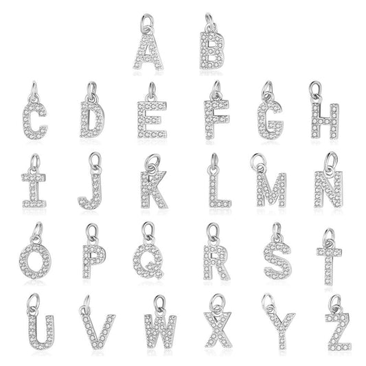 26 English letters copper zircon pendant DIY