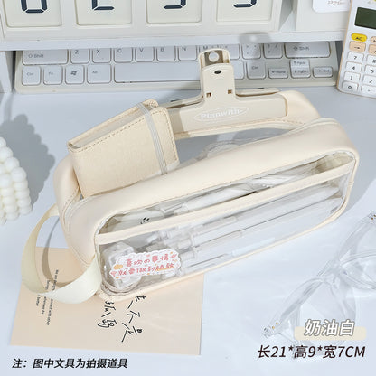 Estuche transparente de gran capacidad, minimalista 