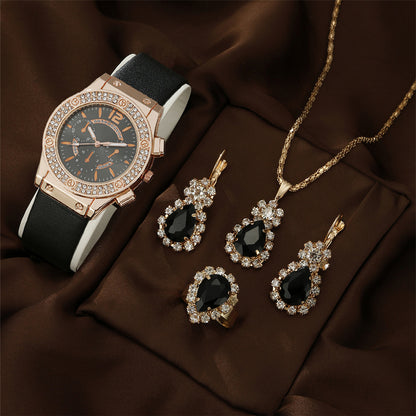 Watch Peacock Water Drop Jewelry 4-piece Set
