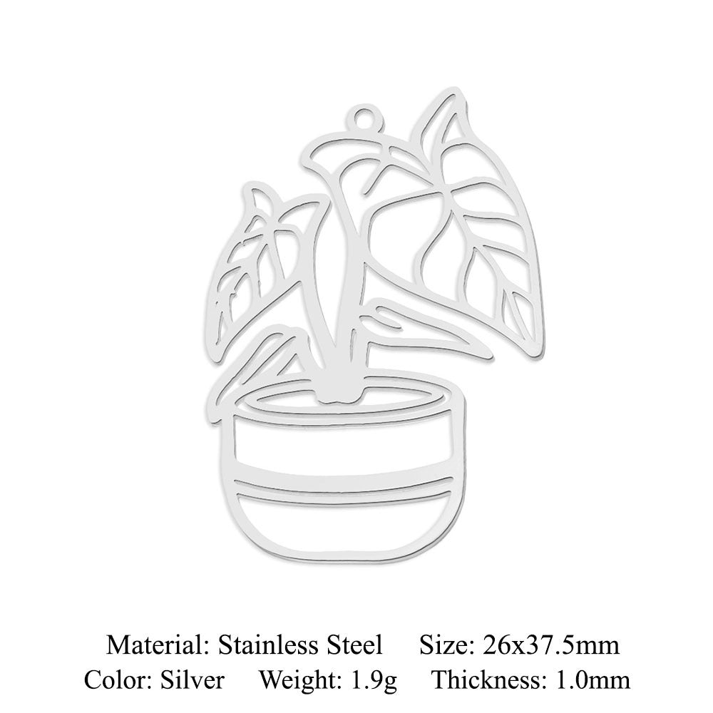 5 pcs/pack, mushroom flower titanium steel pendant.