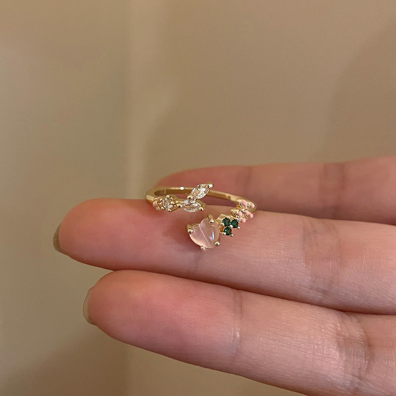 Pink Rhinestone Adjustable Index Ring