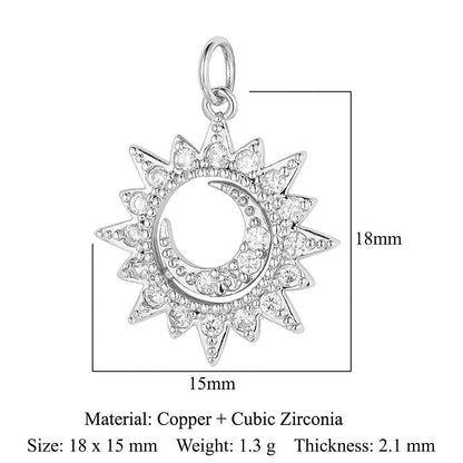 Sun Moon Stars Copper Zircon Eyes Palm Pendant