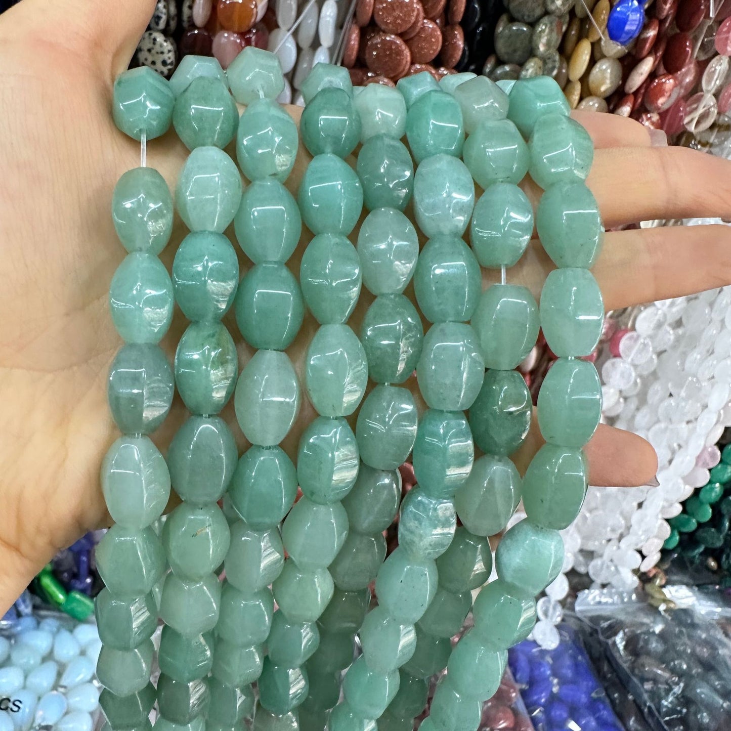 Cristal 28pcs contas de arroz hexagonais 10*14MM contas soltas 