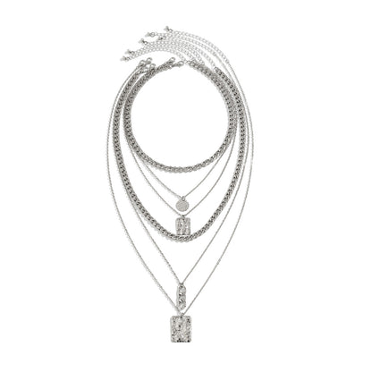 Stacked Hip Hop Suit Square Necklace