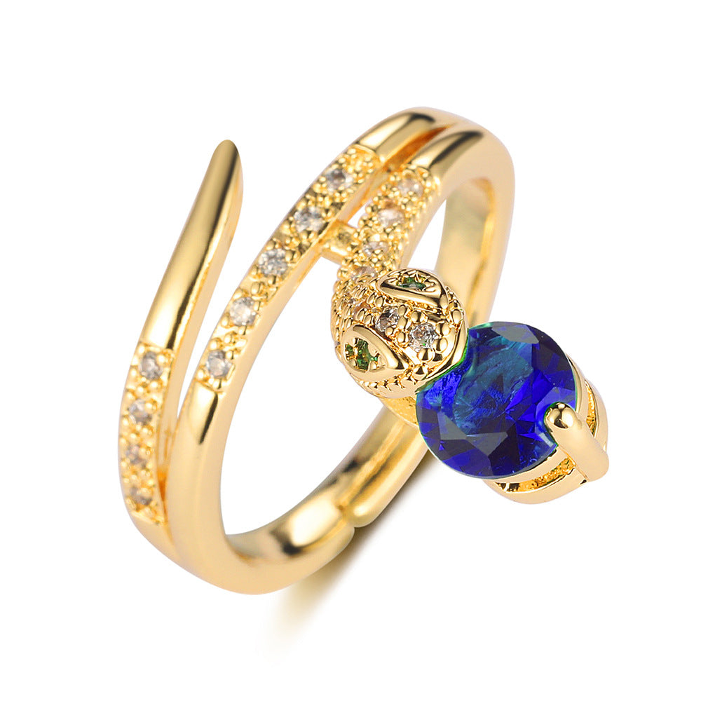 Butterfly Mermaid Tail Snake Copper Zircon Ring