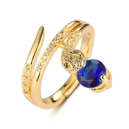 Butterfly Mermaid Tail Snake Copper Zircon Ring