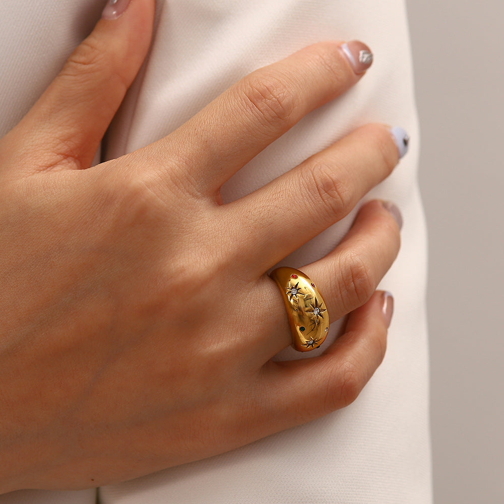 Six-pointed star zircon ring