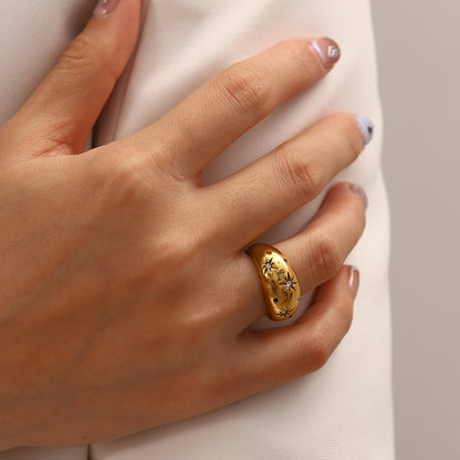 Six-pointed star zircon ring