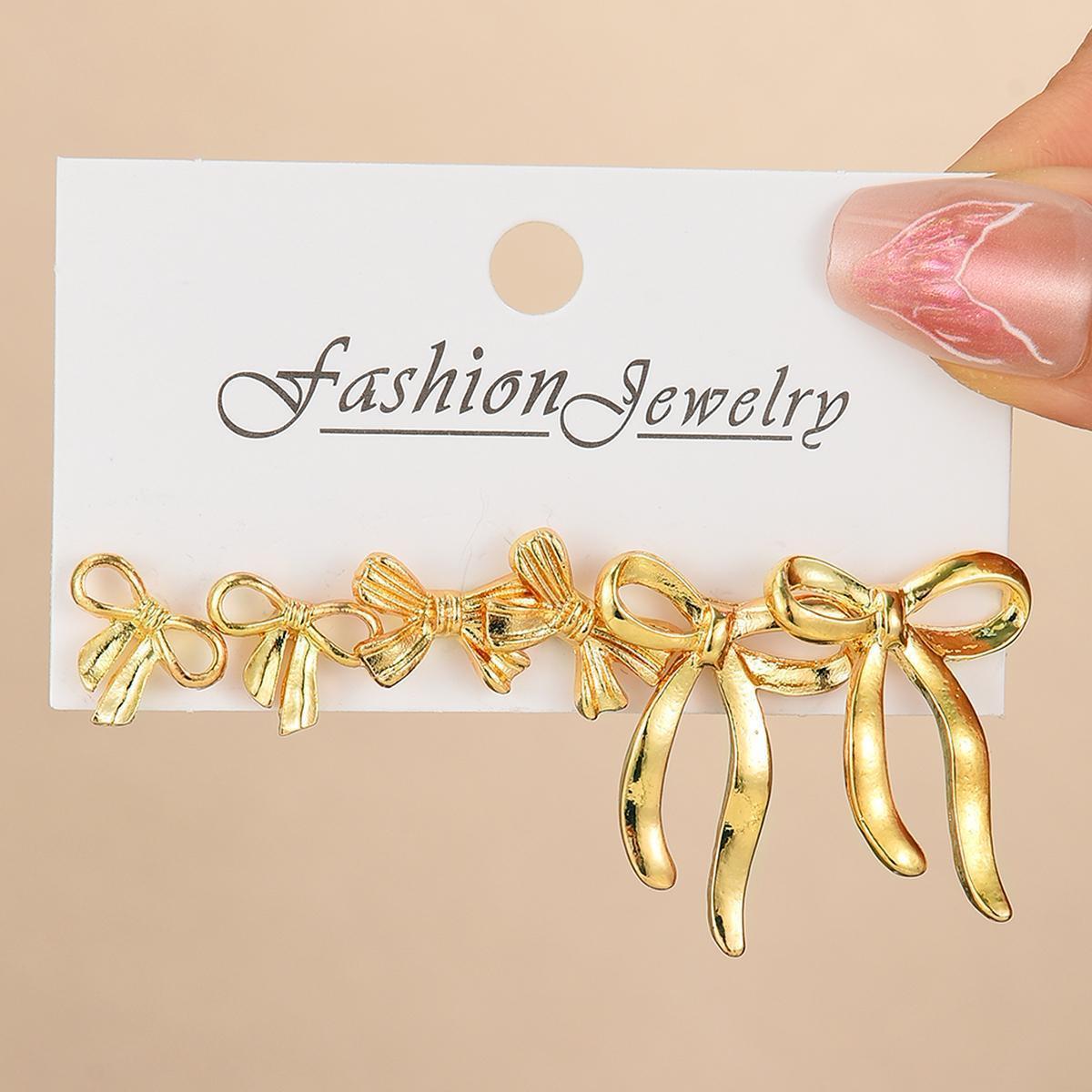 Alloy Bow Stud Earring Set