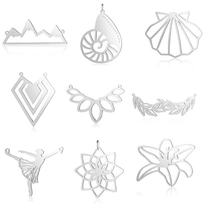 5 pcs/titanium steel large pendant flower diamond conch