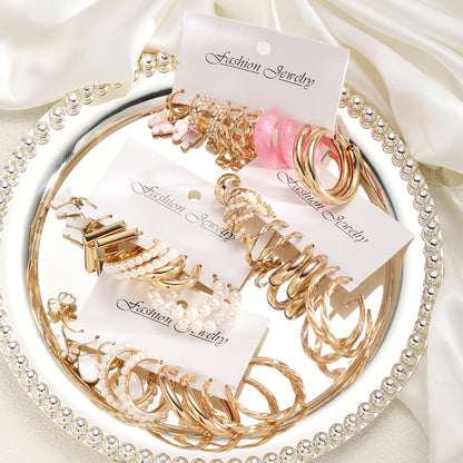 Butterfly Pearl Resin Earrings 20-Piece Set