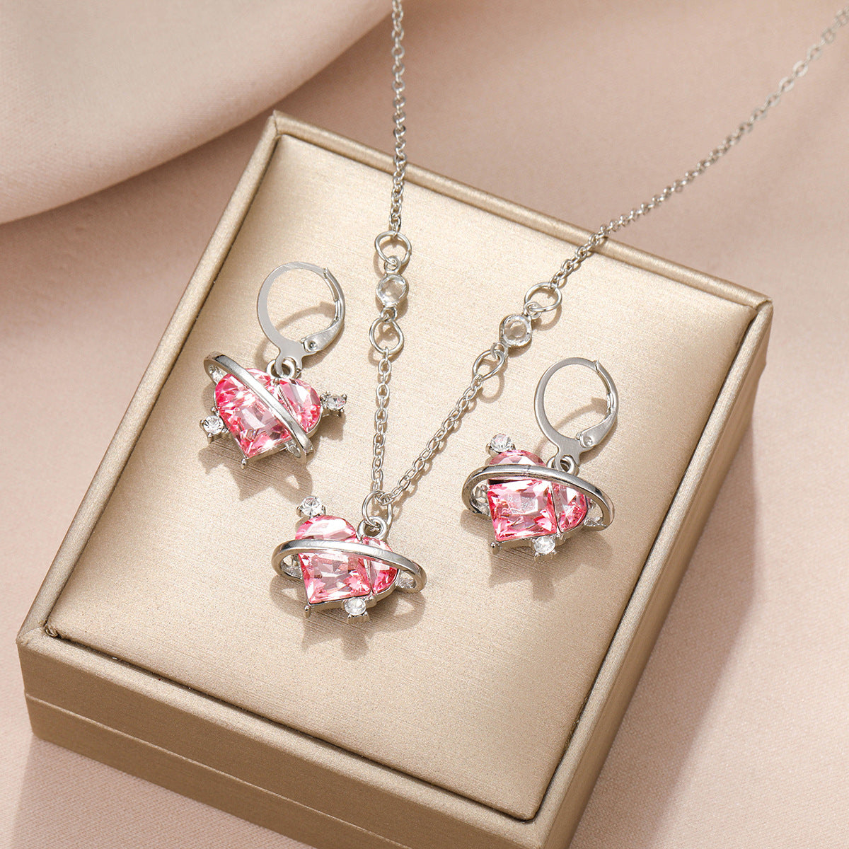 Barbie Pink Love Planet Necklace & Earring Set