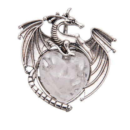 Colgante de cristal en forma de corazón de pterosaurio de dragón volador vintage 