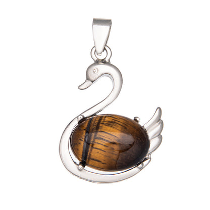 Crystal Swan Agate Pendant