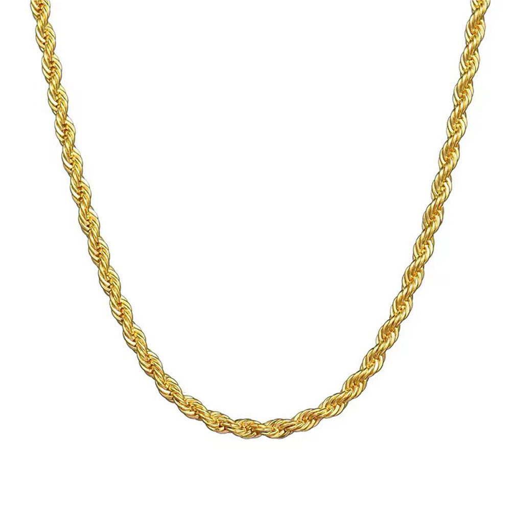 Twisted Metal Chain Necklace — Light-Luxury Unisex Hip-Hop Style