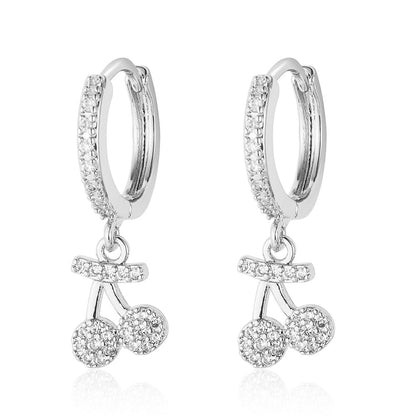 Cherry bow copper zircon earrings.