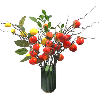 Simulación de fruta caqui redondo cuadrado caqui kumquat limón 