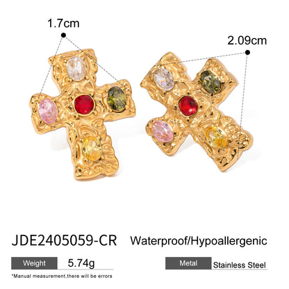 Stainless steel zircon earrings