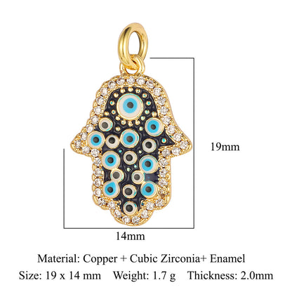 Oil drop copper zircon pendant palm eye face crown